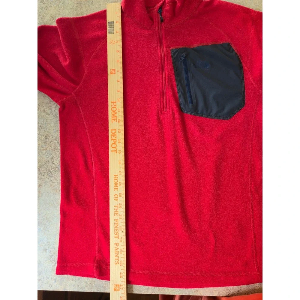 The North Face TKA 100 Classic Trinity 1/4 Zip Pullover Fleece Red Grey M EUC